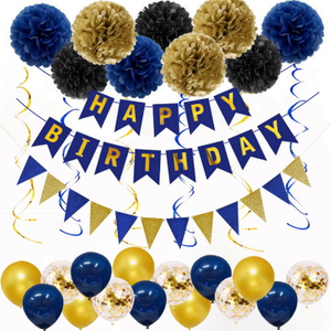 Ensemble de ballons de décoration de fête d'anniversaire bleu marine